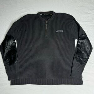 Harley-Davidson Gray Ribbed Embroidered 1/4 Zip‎ Sweater Size XL Elbow Patches